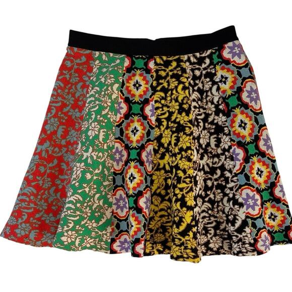 Alice and Olivia Colorful Jacquard Patchwork Print Bunnie Mini Skirt Sz. Small - Picture 2 of 9